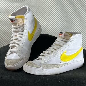 🍌Nike Blazer Mid 77 Essential White Opti Yellow High Top Sneakers Size 6.5
